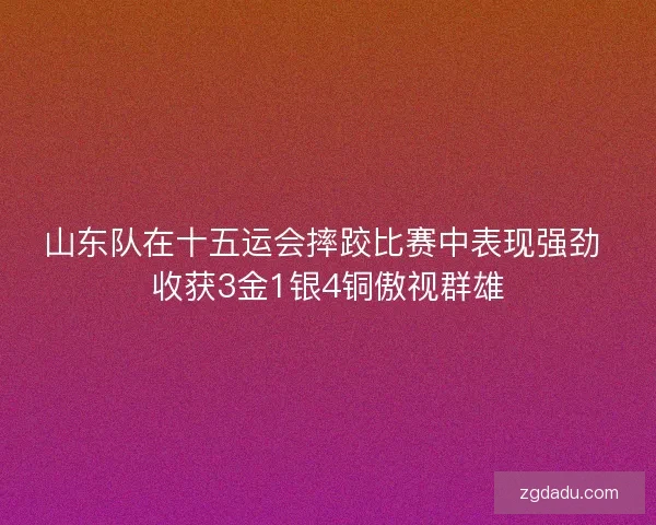 山东队在十五运会摔跤比赛中表现强劲 收获3金1银4铜傲视群雄